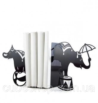 Металлические держатели для книг "Цирковые слоны" - комплект из двух стильных чё. . фото 3