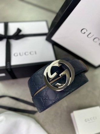 
 
 Ремень Gucci синий тисненый c серебряным лого . Производитель Китай . Матери. . фото 2