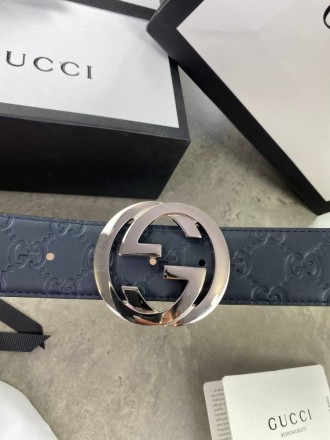 
 
 Ремень Gucci синий тисненый c серебряным лого . Производитель Китай . Матери. . фото 3