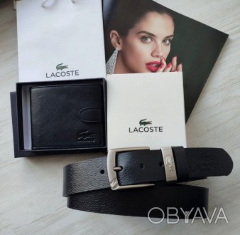 
 
 Подарочный набор Lacoste для мужчины включает в себя кожаный кошелек и ремен. . фото 1