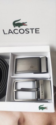 
 
 Мужской подарочный кожаный набор Lacoste: кошелек; ремень+ две пряжки 
Матер. . фото 4