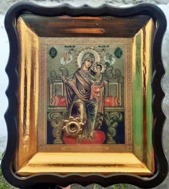 Ікона у пластиковому кіоті, зі склом, літографія 15х18, з капсулою ладану зі Свя. . фото 4