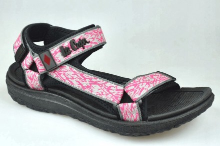 Чорні з рожевим спортивні жіночі сандалі Neringa від популярного бренду Lee Coop. . фото 2