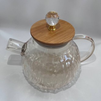 Чайник заварочный с бамбуковой крышкой и декоративным кристаллом SNT 1л
Стеклянн. . фото 4