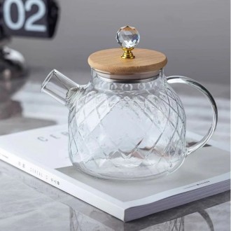 Чайник заварочный с бамбуковой крышкой и декоративным кристаллом SNT 1л
Стеклянн. . фото 3