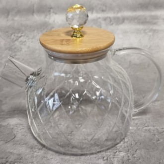 Чайник заварочный с бамбуковой крышкой и декоративным кристаллом SNT 1л
Стеклянн. . фото 5
