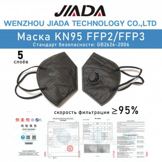 Респиратор маска защитная JIADA FFP2 KN95 в индивидуальной упаковке.
JIADA Респи. . фото 5