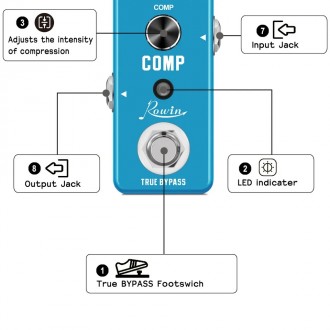 Гитарная педаль эффектов компрессор Rowin compressor для электрогитары или бас-г. . фото 5
