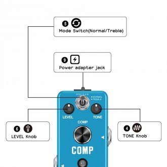 Гитарная педаль эффектов компрессор Rowin compressor для электрогитары или бас-г. . фото 4