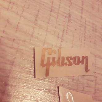 Логотип деколь Gibson Standard Les Paul лого для электрогитары золотистый и хром. . фото 6