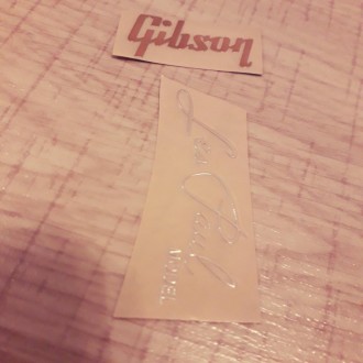 Логотип деколь Gibson Standard Les Paul лого для электрогитары золотистый и хром. . фото 4