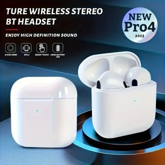 Беспроводные наушники для iPhone pro4 TWS сенсорные белые.
bluetooth 5.2 В настр. . фото 5