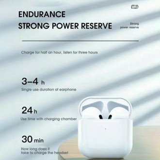 Беспроводные наушники для iPhone pro4 TWS сенсорные белые.
bluetooth 5.2 В настр. . фото 4