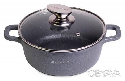 Каструля Kamille Landes Grey 6.5л з литими алюмінієвими ручками