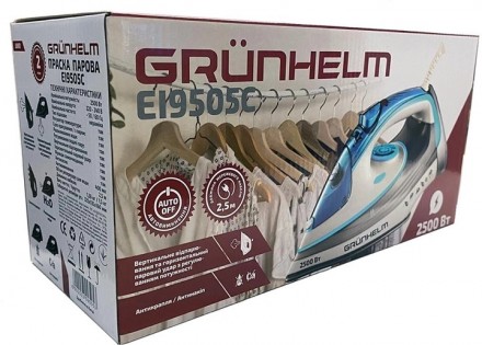 Праска Grunhelm
EI9505C 2500 Вт
Праска Grunhelm EI9505C має потужний паровий уда. . фото 7