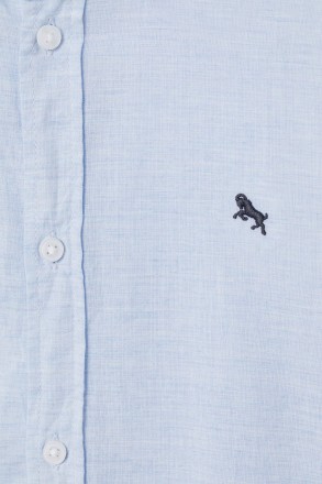 Рубашка из хлопковой ткани с отложным воротником, пуговицами спереди, небольшой . . фото 3