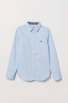 Рубашка из хлопковой ткани с отложным воротником, пуговицами спереди, кокеткой с. . фото 2