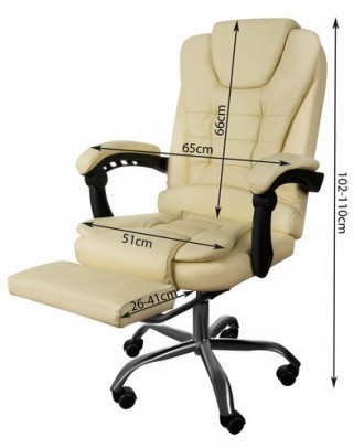 Комп'ютерне офісне крісло з еко шкіри Malatec 16225 кремовий Офісне крісло, . . фото 11