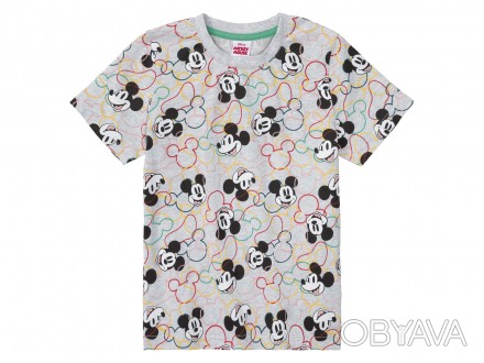 Бавовняна футболка з принтом Mickey Mouse по всій поверхні. Коротким рукавом та . . фото 1