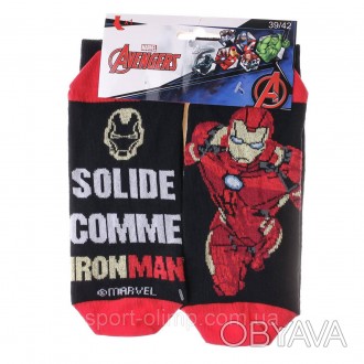 Высокие, однотонные носки Marvel Avengers Iron Man 1-pack black — 93154862-3 с р. . фото 1