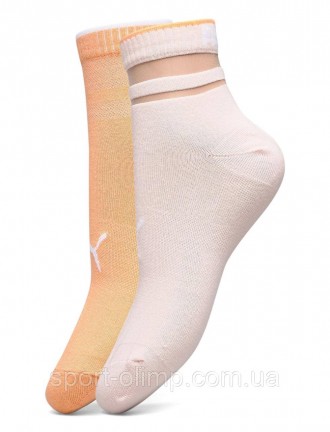 Шкарпетки Puma Women's Short Structure 2-pack light oragne/pink — 103002001-010 . . фото 3