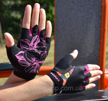 Перчатки для фитнеса и тяжелой атлетики MadMax MFG-770 Flower Power Gloves Black. . фото 8