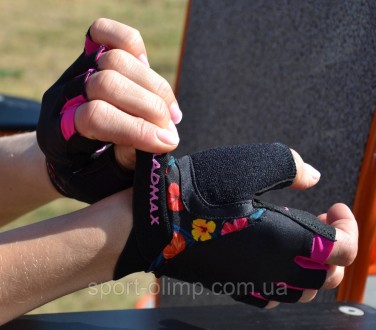 Перчатки для фитнеса и тяжелой атлетики MadMax MFG-770 Flower Power Gloves Black. . фото 10