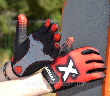 Перчатки для фитнеса и тяжелой атлетики MadMax MXG-101 X Gloves Black/Grey/Red L. . фото 6