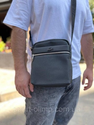 
Чоловіча сумка Lacoste лакосту нейлон через плече ділова сумка чорна на щодень . . фото 6