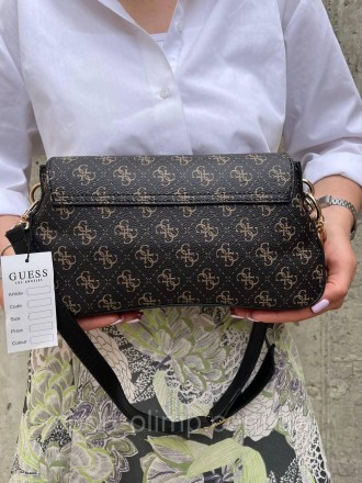 
Жіноча сумка через плече стильна Guess класична, темно-коричнева містка повсякд. . фото 6