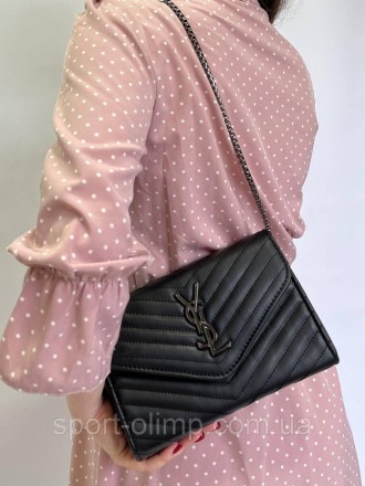 
Жіноча сумка через плече стильна YSL класична, чорна сумка на ланцюжку повсякде. . фото 10
