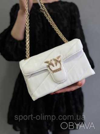 Женская сумка через плечо пинко стильная Pinko классическая, белая сумка на цепо