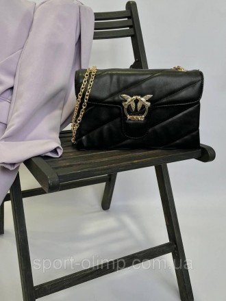 
Жіноча сумка через плече пінко стильна Pinko класична, чорна сумка на ланцюжку . . фото 2