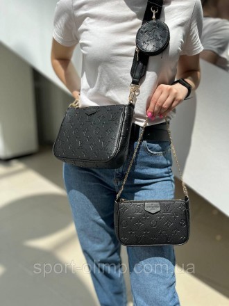 
Жіноча сумка через плече подвійна луї вітон стильна Louis Vuitton класична, чор. . фото 2