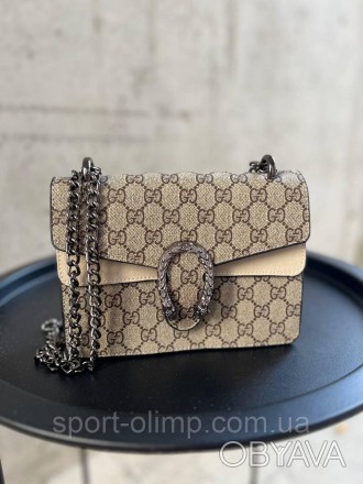 Женская сумка через плечо гучи стильная Gucci классическая, коричневая сумка на