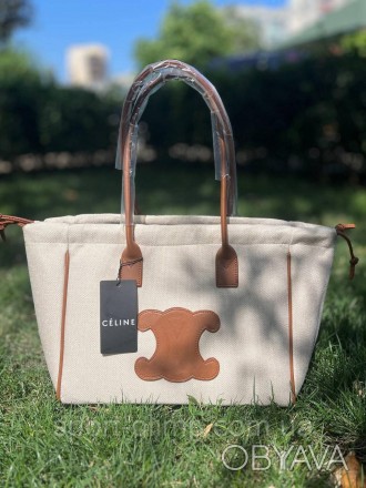 Женская сумка селин стильная Celine, бежевая большая повседневная сумка