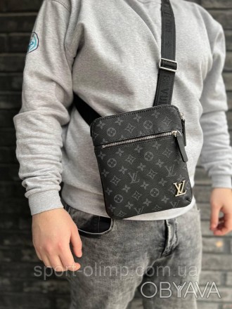 Мужская кожаная сумка через плечо Луи Витон стильная Louis Vuitton, маленькая ко