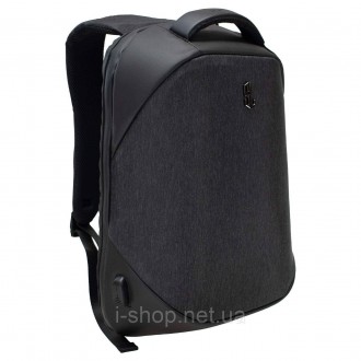 Водостійкий міський рюкзак з жорстким каркасом Semi Line USB 16 Dark Grey (P8253. . фото 2