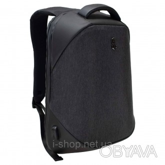 Водостійкий міський рюкзак з жорстким каркасом Semi Line USB 16 Dark Grey (P8253. . фото 1