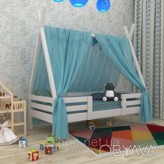 Кроватка домик Вигвам - 2 белая 80 х190. . фото 1