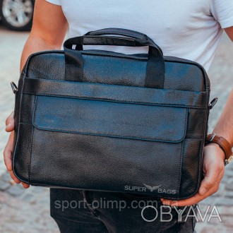 Мужская черная сумка для ноутбука и документов кожаная 471171 
 
Характеристика:. . фото 1