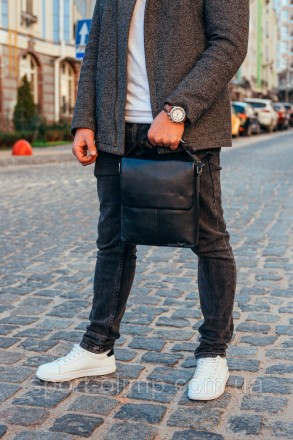 Кожаная мужская черная сумка мессенджер на плечо Tiding Bag N722-317 
Характерис. . фото 5