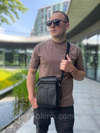 Кожаная мужская черная сумка-мессенджер через плечо Tiding Bag A25-2378A 
 
Хара. . фото 6