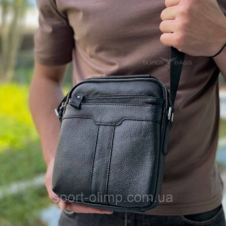 Кожаная мужская черная сумка-мессенджер через плечо Tiding Bag A25-2378A 
 
Хара. . фото 4