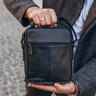 Кожаная мужская черная сумка-мессенджер через плечо Tiding Bag A25-2378A 
 
Хара. . фото 10