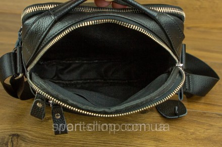 Кожаная мужская черная сумка-мессенджер через плечо Tiding Bag A25-2378A 
 
Хара. . фото 11