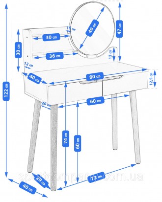 Туалетний столик Jumi SCANDI - з лаконічним стильним дизайном та продуманою конс. . фото 6