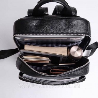 Рюкзак мужской кожаный. Черный рюкзак из натуральной кожи Tiding Bag B2-7371A че. . фото 7