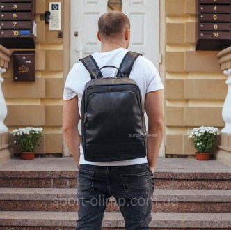 Рюкзак мужской кожаный. Черный рюкзак из натуральной кожи Tiding Bag B2-7371A че. . фото 9