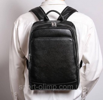 Рюкзак мужской кожаный. Черный рюкзак из натуральной кожи Tiding Bag B2-7371A че. . фото 4